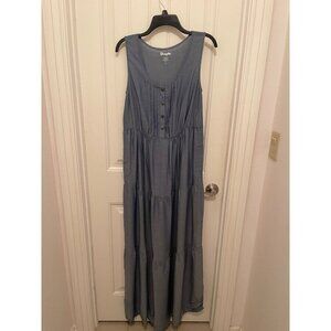 Wrangler Womens Blue Rayon & Tencel Tiered Maxi Dress M FADE